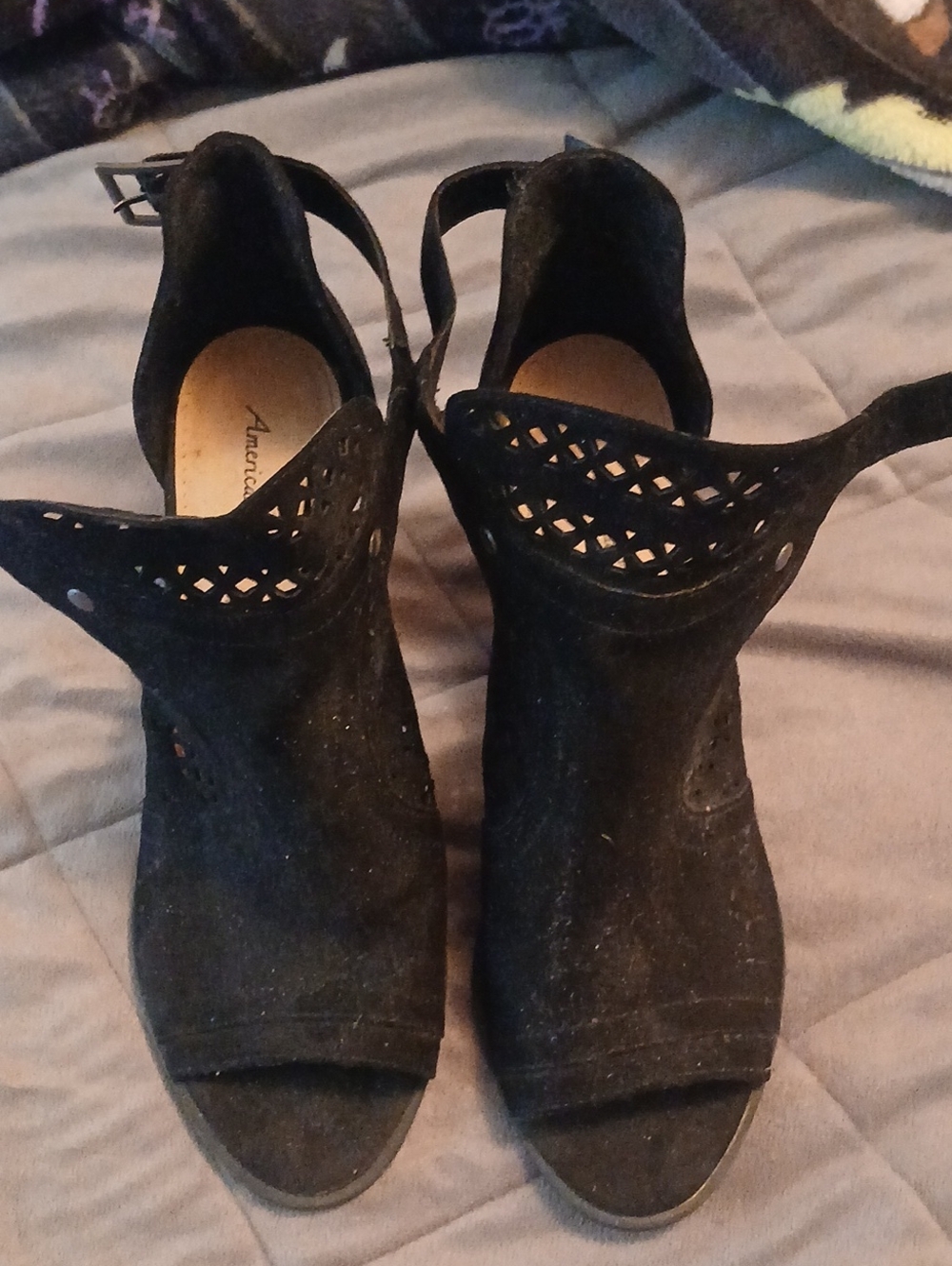 American Eagle Outfitters Black Cutout Open-Toe Ankle Strap Heels